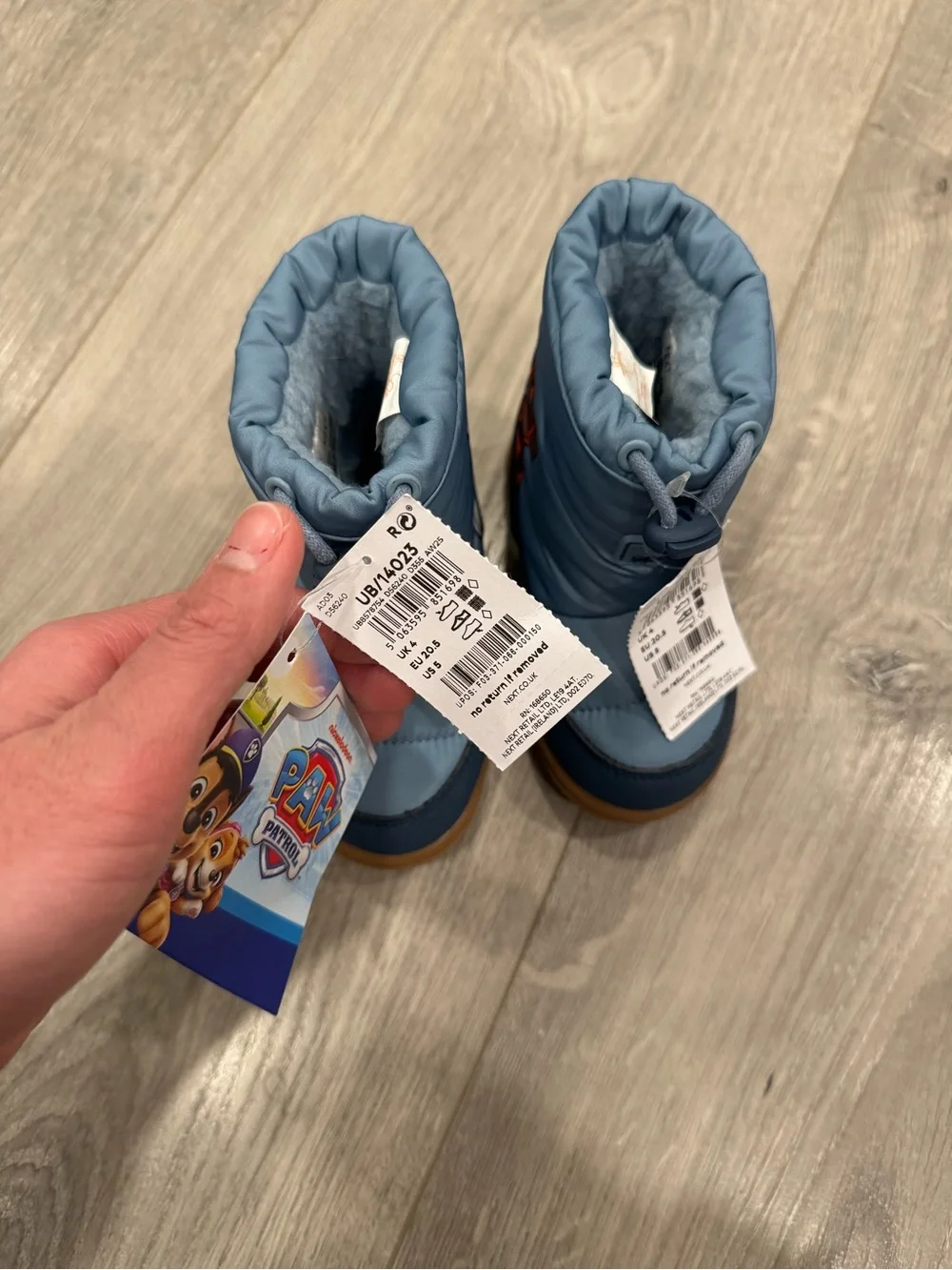 Nickelodeon Paw Patrol Light Blue and Navy Kids Winter Boot with Tan Sole